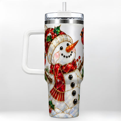 Gemstone Snowman 40oz Tumbler, Cardinal Stainless Steel Travel Cup