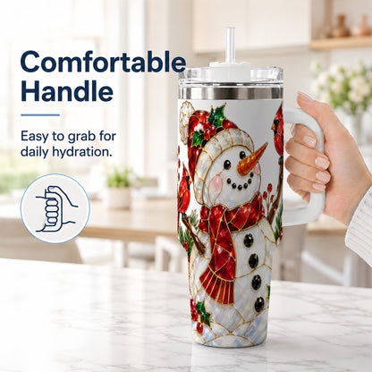 #pl[40oz|White] Gemstone Snowman 40oz Tumbler, Cardinal Stainless Steel Travel Cup