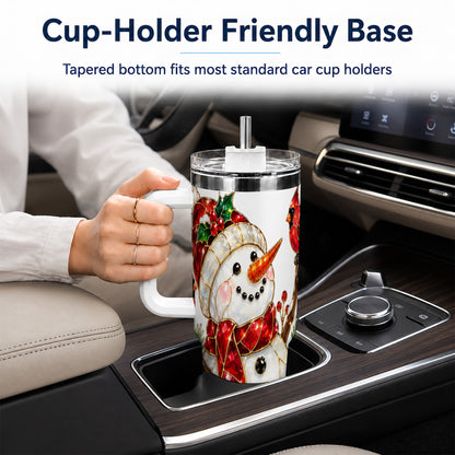 Gemstone Snowman 40oz Tumbler, Cardinal Stainless Steel Travel Cup
