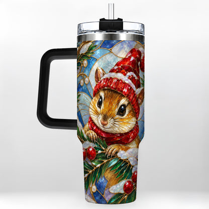 #pl[40oz|Black] Glass Mouse Tumbler 40oz, Winter Tumbler, Stainless Steel Travel Cup