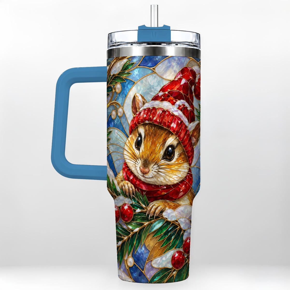 #pl[40oz|Blue] Glass Mouse Tumbler 40oz, Winter Tumbler, Stainless Steel Travel Cup