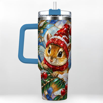#pl[40oz|Blue] Glass Mouse Tumbler 40oz, Winter Tumbler, Stainless Steel Travel Cup