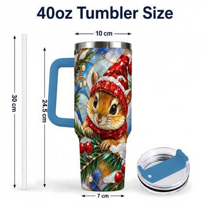 #pl[40oz|Blue] Glass Mouse Tumbler 40oz, Winter Tumbler, Stainless Steel Travel Cup
