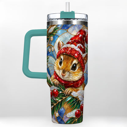#pl[40oz|Green] Glass Mouse Tumbler 40oz, Winter Tumbler, Stainless Steel Travel Cup