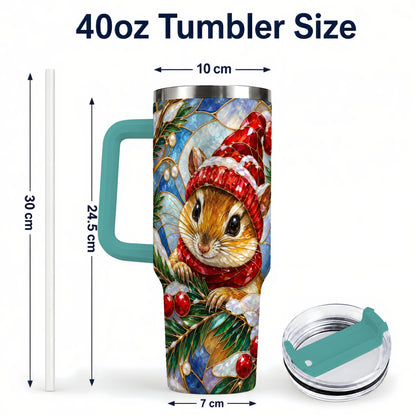 #pl[40oz|Green] Glass Mouse Tumbler 40oz, Winter Tumbler, Stainless Steel Travel Cup