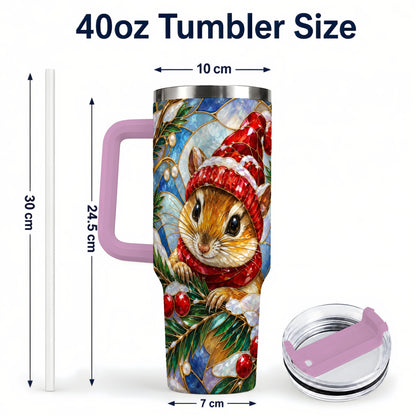#pl[40oz|Pink] Glass Mouse Tumbler 40oz, Winter Tumbler, Stainless Steel Travel Cup