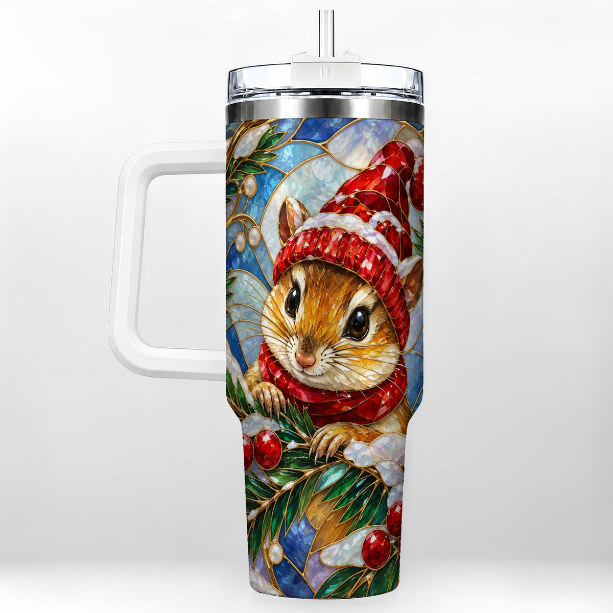 Glass Mouse Tumbler 40oz, Winter Tumbler, Stainless Steel Travel Cup