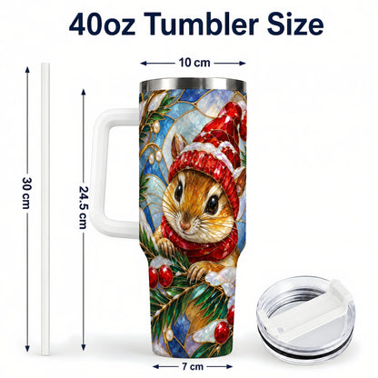 #pl[40oz|White] Glass Mouse Tumbler 40oz, Winter Tumbler, Stainless Steel Travel Cup