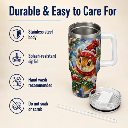 Glass Mouse Tumbler 40oz, Winter Tumbler, Stainless Steel Travel Cup