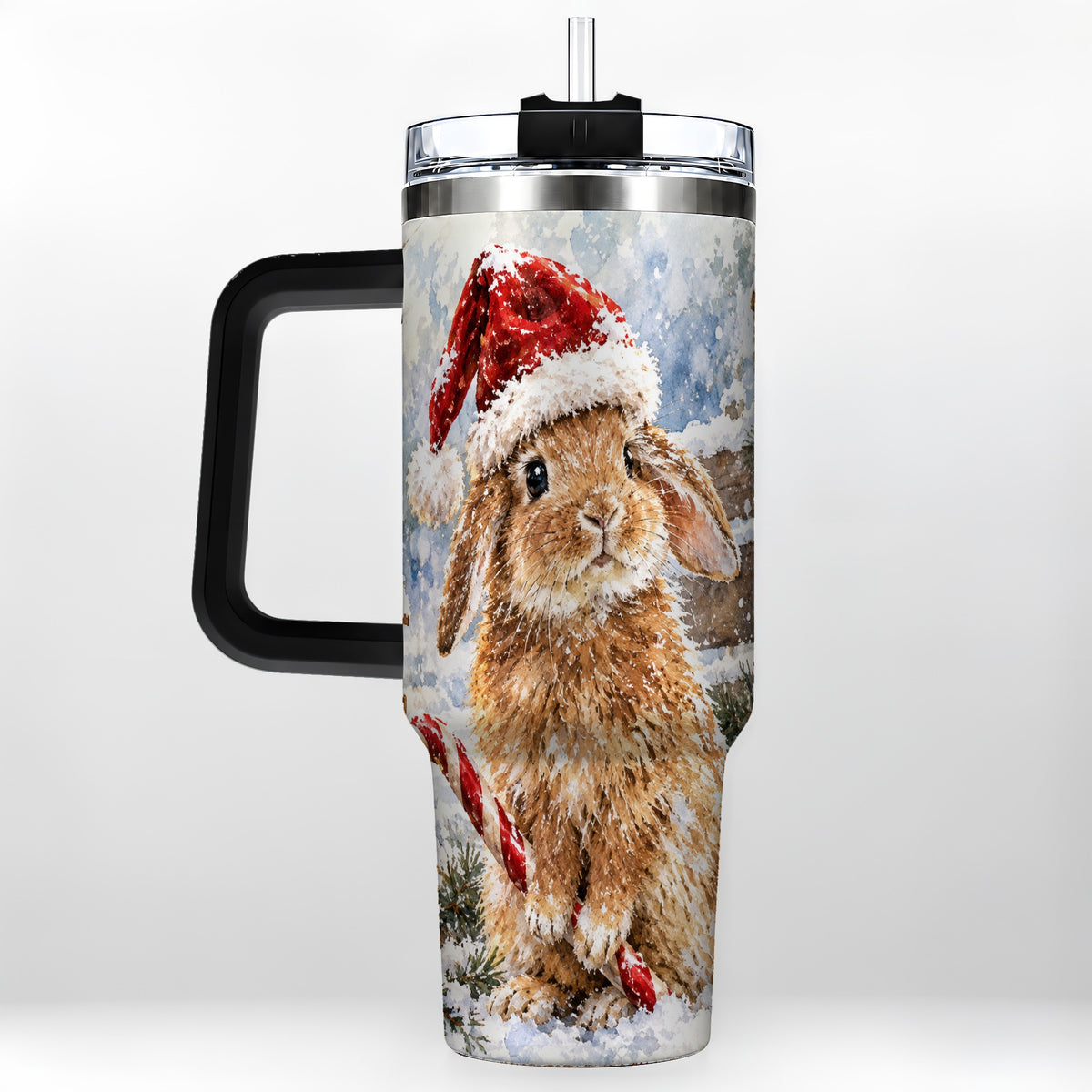 #pl[40oz|Black] Christmas Bunny 40oz Tumbler, Rabbit Stainless Steel Travel Cup