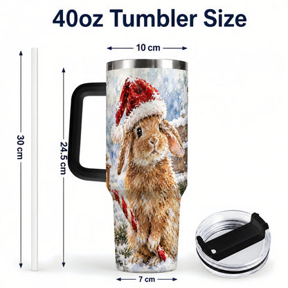 #pl[40oz|Black] Christmas Bunny 40oz Tumbler, Rabbit Stainless Steel Travel Cup
