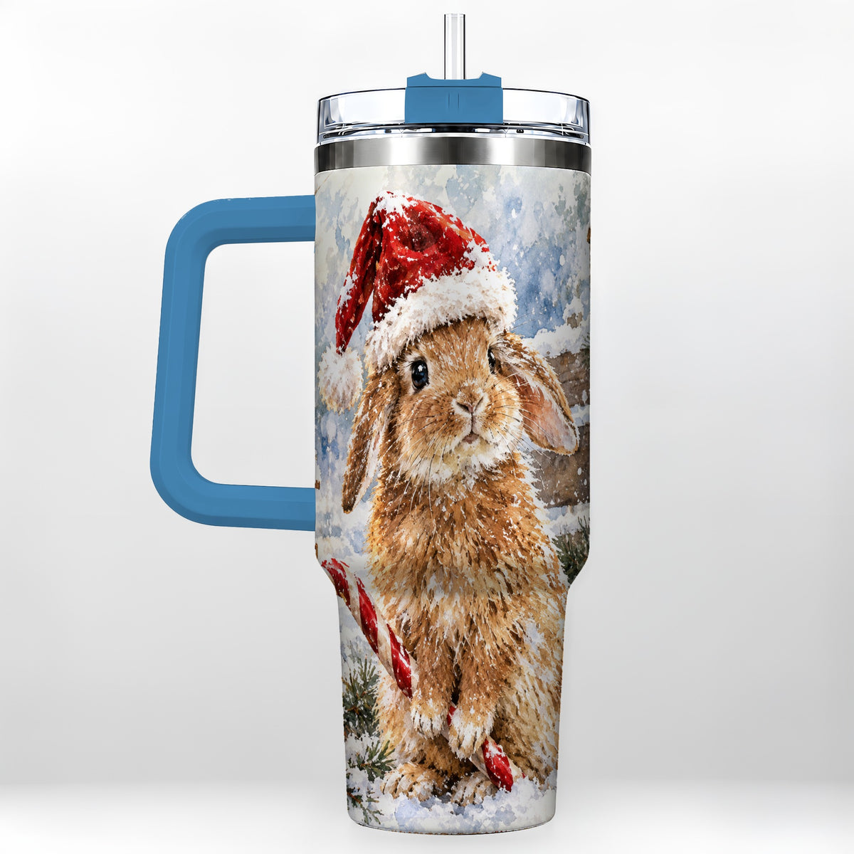 #pl[40oz|Blue] Christmas Bunny 40oz Tumbler, Rabbit Stainless Steel Travel Cup