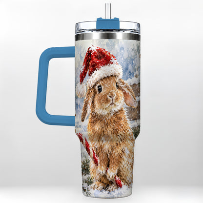 #pl[40oz|Blue] Christmas Bunny 40oz Tumbler, Rabbit Stainless Steel Travel Cup