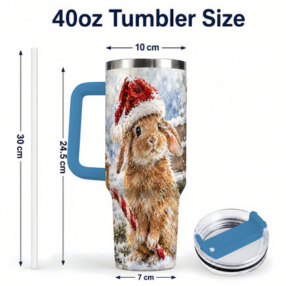 #pl[40oz|Blue] Christmas Bunny 40oz Tumbler, Rabbit Stainless Steel Travel Cup