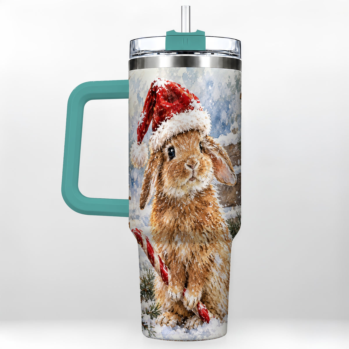 #pl[40oz|Green] Christmas Bunny 40oz Tumbler, Rabbit Stainless Steel Travel Cup