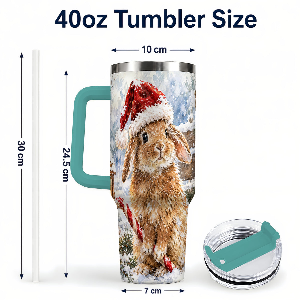 #pl[40oz|Green] Christmas Bunny 40oz Tumbler, Rabbit Stainless Steel Travel Cup