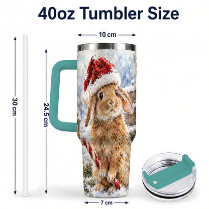 #pl[40oz|Green] Christmas Bunny 40oz Tumbler, Rabbit Stainless Steel Travel Cup