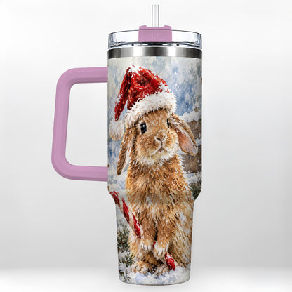 #pl[40oz|Pink] Christmas Bunny 40oz Tumbler, Rabbit Stainless Steel Travel Cup