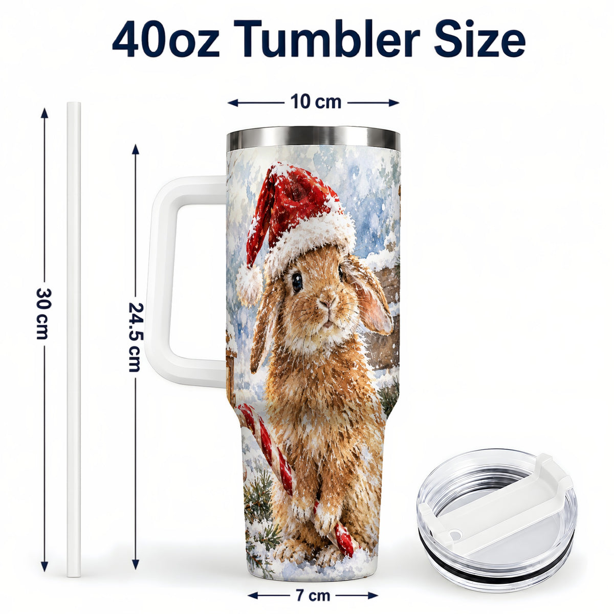 #pl[40oz|White] Christmas Bunny 40oz Tumbler, Rabbit Stainless Steel Travel Cup