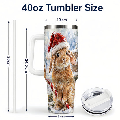 #pl[40oz|White] Christmas Bunny 40oz Tumbler, Rabbit Stainless Steel Travel Cup