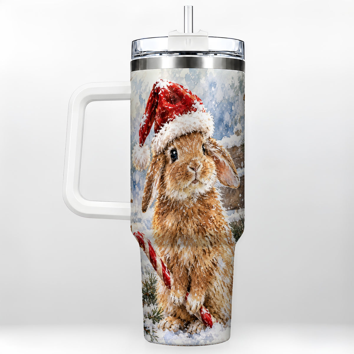 Christmas Bunny 40oz Tumbler, Rabbit Stainless Steel Travel Cup