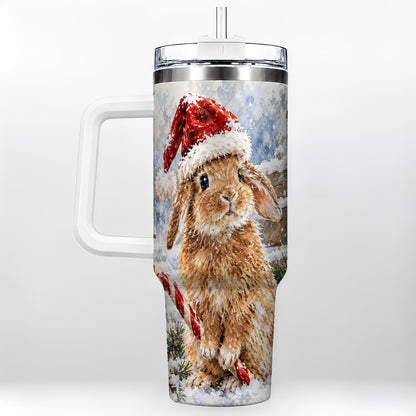 Christmas Bunny 40oz Tumbler, Rabbit Stainless Steel Travel Cup