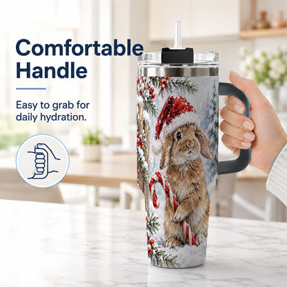 #pl[40oz|Black] Winter Bunny 40oz Tumbler, Rabbit Stainless Steel Travel Cup