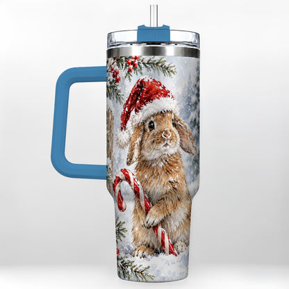 #pl[40oz|Blue] Winter Bunny 40oz Tumbler, Rabbit Stainless Steel Travel Cup