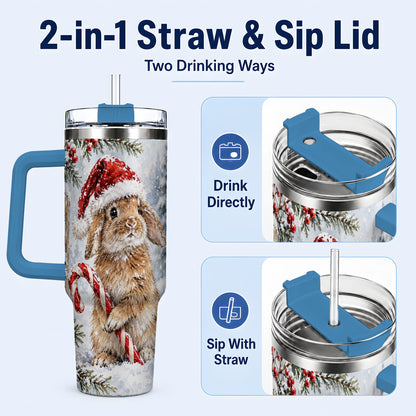 #pl[40oz|Blue] Winter Bunny 40oz Tumbler, Rabbit Stainless Steel Travel Cup