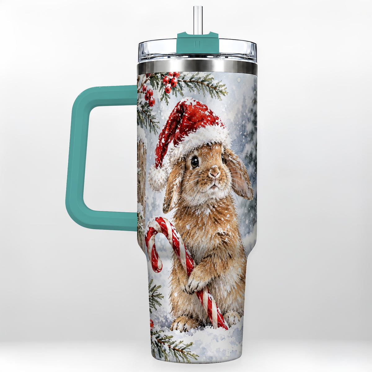 #pl[40oz|Green] Winter Bunny 40oz Tumbler, Rabbit Stainless Steel Travel Cup