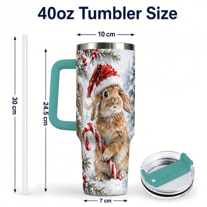 #pl[40oz|Green] Winter Bunny 40oz Tumbler, Rabbit Stainless Steel Travel Cup