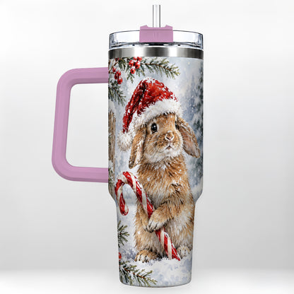 #pl[40oz|Pink] Winter Bunny 40oz Tumbler, Rabbit Stainless Steel Travel Cup