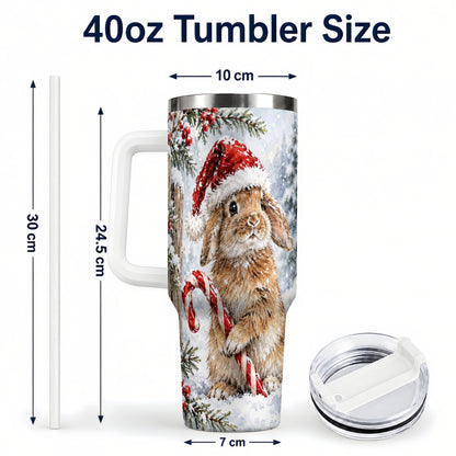 #pl[40oz|White] Winter Bunny 40oz Tumbler, Rabbit Stainless Steel Travel Cup