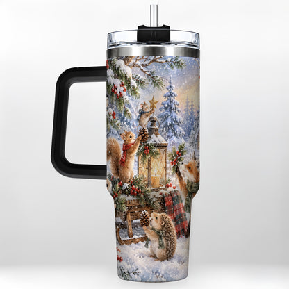 #pl[40oz|Black] Woodland 40oz Tumbler, Winter Animals Stainless Steel Travel Cup