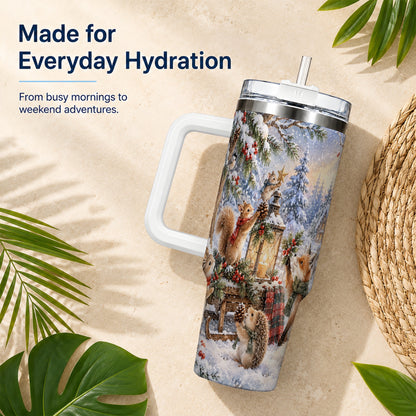 Woodland 40oz Tumbler, Winter Animals Stainless Steel Travel Cup