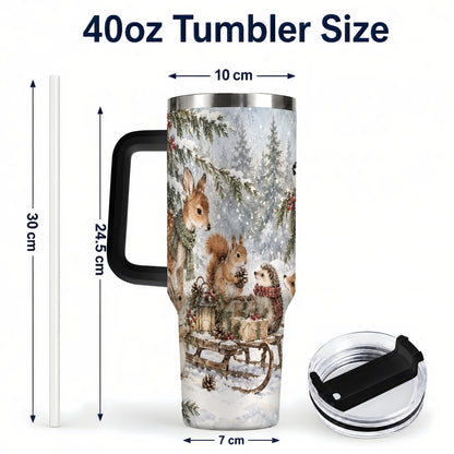 #pl[40oz|Black] Woodland 40oz Tumbler, Forest Animals Stainless Steel Travel Cup