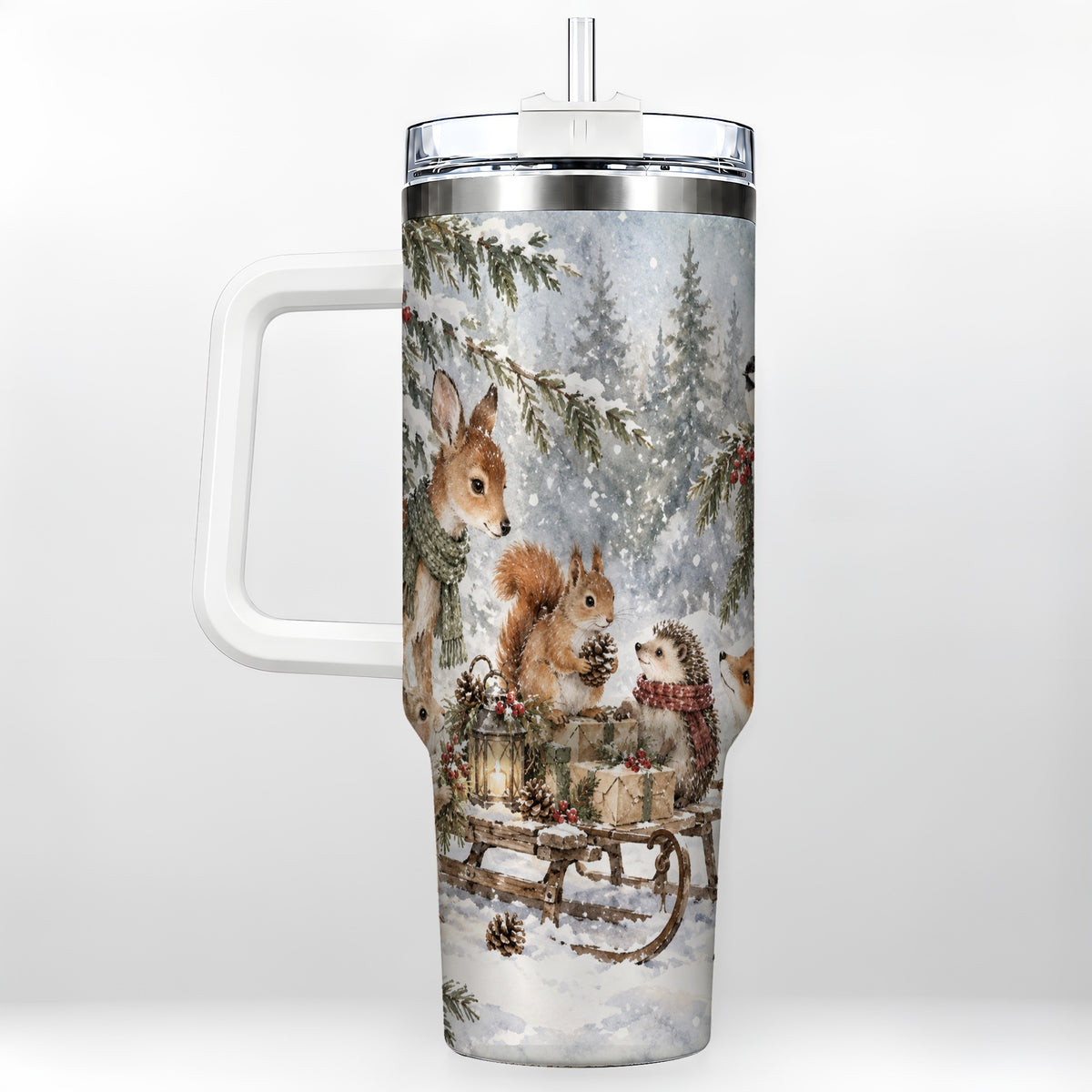 Woodland 40oz Tumbler, Forest Animals Stainless Steel Travel Cup