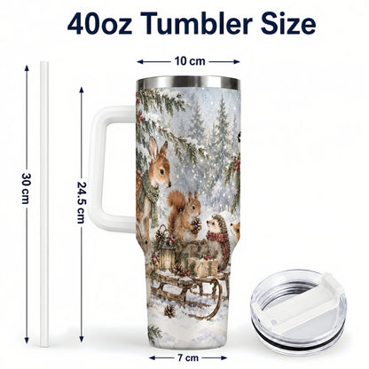 #pl[40oz|White] Woodland 40oz Tumbler, Forest Animals Stainless Steel Travel Cup