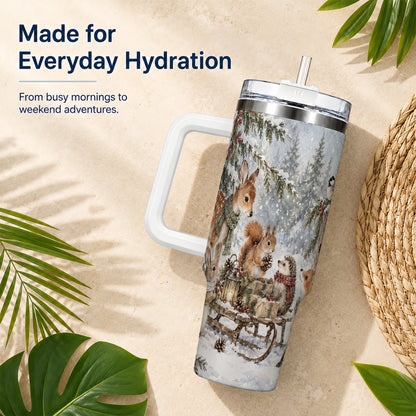 Woodland 40oz Tumbler, Forest Animals Stainless Steel Travel Cup