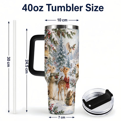 #pl[40oz|Black] Woodland 40oz Tumbler, Forest Animals Stainless Steel Travel Cup