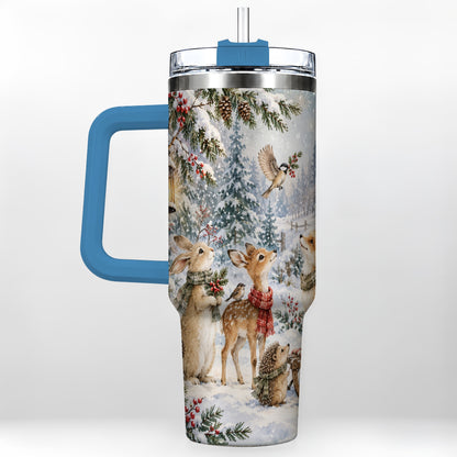 #pl[40oz|Blue] Woodland 40oz Tumbler, Forest Animals Stainless Steel Travel Cup