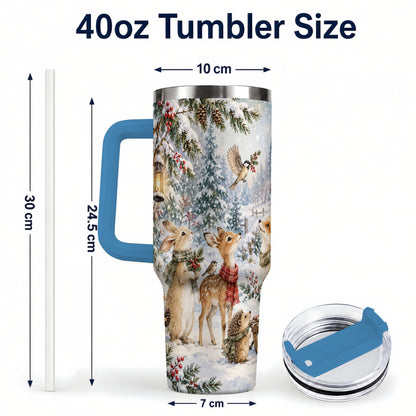 #pl[40oz|Blue] Woodland 40oz Tumbler, Forest Animals Stainless Steel Travel Cup