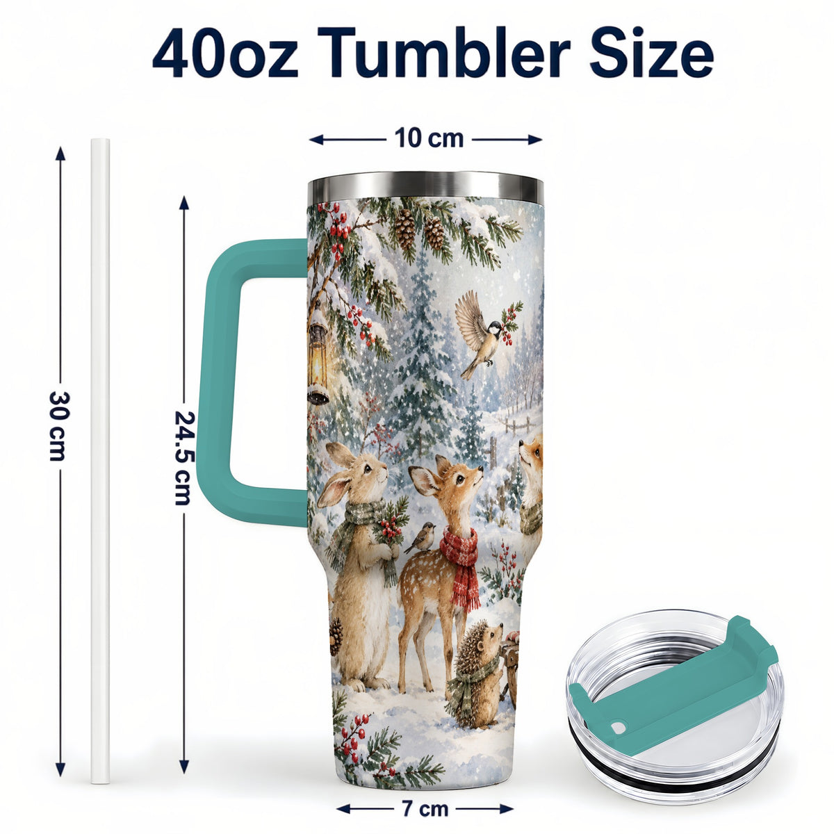 #pl[40oz|Green] Woodland 40oz Tumbler, Forest Animals Stainless Steel Travel Cup