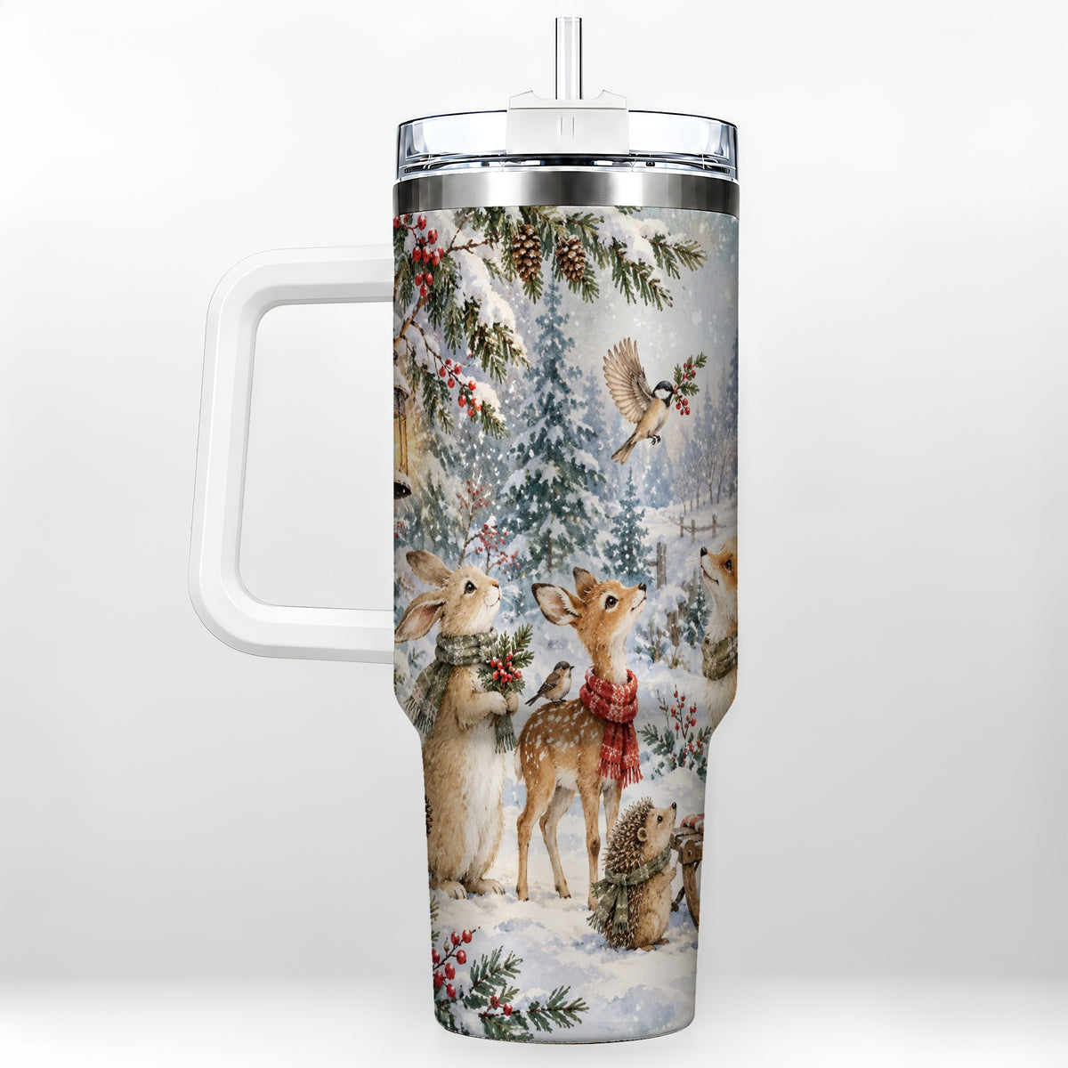 Woodland 40oz Tumbler, Forest Animals Stainless Steel Travel Cup