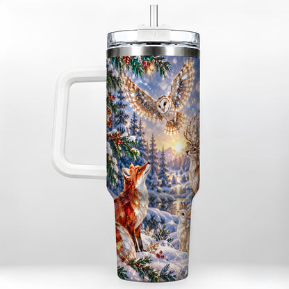 Winter Woodland 40oz Tumbler, Wildlife Stainless Steel Travel Cup