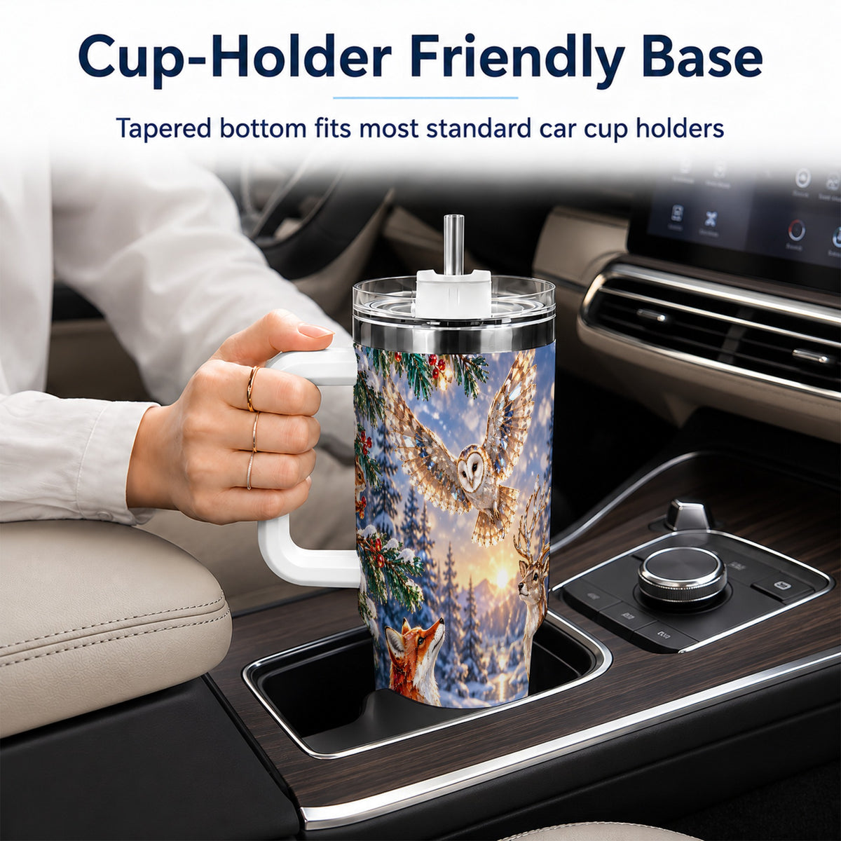 Winter Woodland 40oz Tumbler, Wildlife Stainless Steel Travel Cup