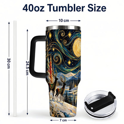 #pl[40oz|Black] Starry Winter Deer 40oz Tumbler, Celestial Stainless Steel Travel Cup