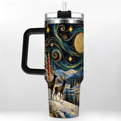 #pl[40oz|Black] Starry Winter Deer 40oz Tumbler, Celestial Stainless Steel Travel Cup