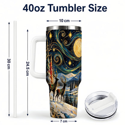 #pl[40oz|White] Starry Winter Deer 40oz Tumbler, Celestial Stainless Steel Travel Cup