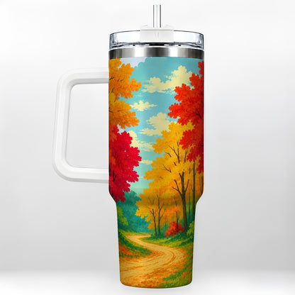 Autumn Forest 40oz Tumbler, Fall Foliage Stainless Steel Travel Cup